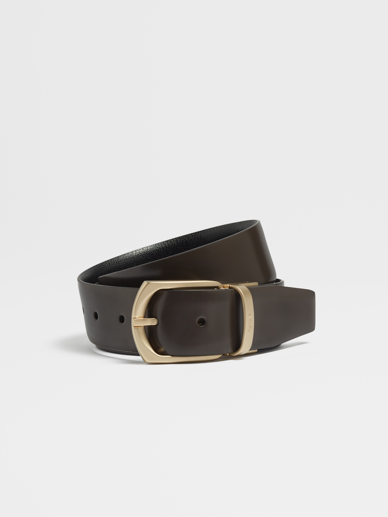 Dark Brown and Black Leather Reversible Belt